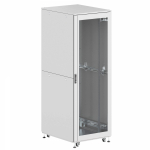 Шкаф напольный разобранный 19   IT-CQE-N 42U 800x800мм, крыша с вырубкой, дверь стекло и двойная сплошная металл, двойные боковые панели, серый RAL703