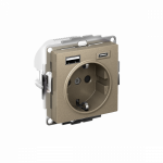 Розетка 1гн c З/К+2хUSB typeА+ typeС с/у шампань механизм 16А AtlasDesign Systeme Electric(1)