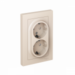 Розетка 2гн с З/К шторки с/у крем в сборе 16А AtlasDesign Systeme Electric (1/10)