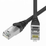 Патч-корд экранированный SLIM CAT6 U/FTP 4х2, 28 AWG, LSZH, чёрный, 0,3м