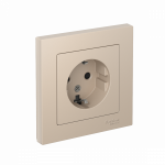 Розетка 1гн с З/К шторки с/у песочный в сборе 16А AtlasDesign Systeme Electric