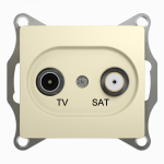 Розетка 2гн ТВ+спутник TV+SAT проходная с/у крем механизм Glossa Schneider Electric