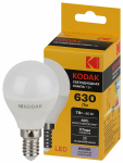 Лампа светодиод 7Вт шар Е14 6500К 630Лм P45-7W-865-E14 Kodak (1/10)