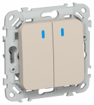 FLITE Выключ. 2-кл. кноп. с инд. 10А ВС12-2-1-ФлЛ льн. IEK