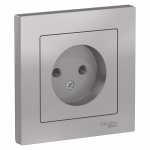 Розетка 1гн без З/К с/у алюминий в сборе 16А AtlasDesign Systeme Electric