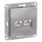 Розетка 2гн комп+комп RJ45+RJ45 с/у алюминий механизм кат.5е AtlasDesign Systeme Electric  (1/10)