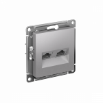 Розетка 2гн комп+комп RJ45+RJ45 с/у алюминий механизм кат.5е AtlasDesign Systeme Electric  (1/10)