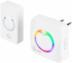 Звонок дверной ЭРА POLYCOLOR C101 беспроводной RGB подсветка от сети белый 36 мелодий