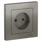 Розетка 1гн без З/К с/у сталь в сборе 16А AtlasDesign Systeme Electric