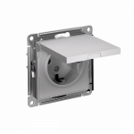 Розетка 1гн с З/К с крыш. шторки с/у алюминий механизм 16А AtlasDesign Systeme Electric (10)