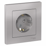 Розетка 1гн с З/К шторки с/у алюминий в сборе 16А AtlasDesign Systeme Electric