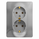 Розетка 2гн с З/К с/у алюминий в сборе 16А Glossa Systeme Electric  (1/10/60)