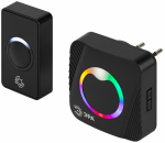 Звонок дверной ЭРА POLYCOLOR C101 беспроводной RGB подсветка от сети чёрный 36 мелодий
