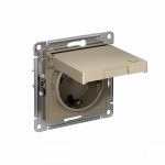ATLASDESIGN РОЗЕТКА с заземл. со шторк. с крышкой, 16А, IP20, механизм, ШАМПАНЬ