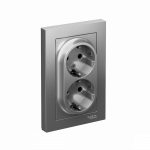 Розетка 2гн с З/К шторки с/у сталь в сборе 16А AtlasDesign Systeme Electric (1/10)