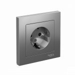 Розетка 1гн с З/К шторки с/у сталь в сборе 16А AtlasDesign Systeme Electric