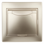 Розетка Intro Plano 1-203-04 с заземлением 2P+E Schuko с крышкой 16А-250В IP20 СУ шампань