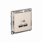 Розетка 2гн USB+USB с/у крем механизм AtlasDesign Systeme Electric  (1)