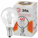 Лампа накал 40Вт шар Е14 прозр ДШ 40-230-E14-CL ЭРА (10)