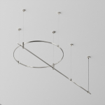 Technical Готовая конструкция круглая + прямая двухуровневая на тросовых подвесах Hang без светильников и блока питания, платина