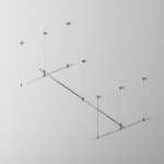 Technical Готовая конструкция прямая 2м х 1м двухуровневая на тросовых подвесах Hang без светильников и блока питания, платина