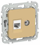 FLITE Роз. 2-я RJ45/TV кат.5Е UTP РКТВ5е-2-0-ФлШм ш/а IEK