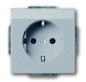 Розетка SCHUKO 16А 250В с полем для надписи, серия solo/future, цвет серебристо-алюминиевый