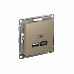 Розетка 2гн USB+USB typeА+ typeС с/у шампань механизм 5В/2,4А 2х5В/1,2А AtlasDesign Systeme Electric (1)
