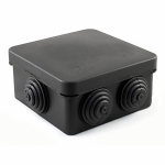 Коробка разветвительная 80х80х40 о/у черная с 6 кабельными вводами атмосферостойкая IP55 КР2603 Промрукав (1/105)