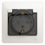 Розетка 1гн с З/К с крыш. шторки с/у перламутр в сборе 16А IP44 Glossa Systeme Electric(1/10)