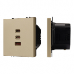 ARL NOBE USB Розетка тип А+С+С софт-тач золотой песок SCT-MUACC-SFPL-FC-GD (65W, QC3) (Arlight, -)