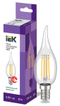 Лампа светодиод 5Вт свеча на ветру Е14 4000К 600Лм филамент прозр IEK (10/100)