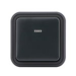 Выключатель, одноклавишный, проходной, с подсветкой, ОП, автоматические клеммы антрацит, Бронто EKF