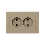 Механизм розетки двойной, 16А, без заземления, без шторок, с рамкой, шампань Эпика EKF