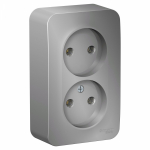 Розетка 2гн без З/К о/у алюминий изол.пласт. 16А IP20 Blanca Systeme Electric (1/5)