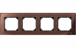 Рамка 4-пост. цвет коричневый Махагон прозрачная глянцевый, стекло горизонт. и вертик., IP20 MERTEN SE