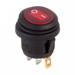 Выключатель клавишный круглый 250V 6А (3с) ON-OFF красный с подсветкой влагозащита REXANT (10/10/1000)