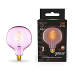 Лампа светодиод 5Вт 190Лм 1800К Е27 G125 pink flexible LED Gauss Filament 1/10