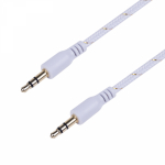 Аудио кабель AUX 3,5 мм в тканевой оплетке 1M белый REXANT (1/10/1000)