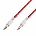 Аудио кабель AUX 3,5 мм в тканевой оплетке 1M красный REXANT (1/10/1000)