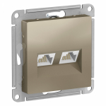 Розетка 2гн комп+комп RJ45+RJ45 с/у шампань механизм кат.5е AtlasDesign Systeme Electric (1/10)