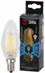 Лампа светодиод 9Вт свеча Е14 4000К 820Лм филамент прозр F-LED B35-9w-840-E14 ЭРА (1/10)