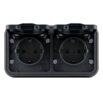 Розетка, двухместная, ОП, винтовые клеммы антрацит, Бронто EKF