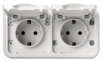 Розетка, двухместная, ОП, винтовые клеммы белый, Бронто EKF