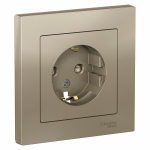 Розетка 1гн с З/К шторки с/у шампань в сборе 16А AtlasDesign Systeme Electric