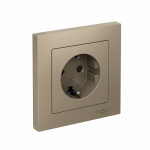 Розетка 1гн с З/К шторки с/у шампань в сборе 16А AtlasDesign Systeme Electric