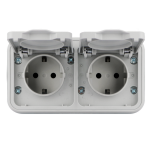 Розетка, двухместная, ОП, винтовые клеммы серый, Бронто EKF