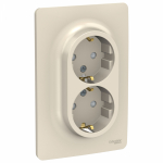 Розетка 2гн с З/К шторки с/у крем винт.клем. в сборе 16А Unica NEW Schneider Electric (1/5)