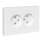 Механизм розетки двойной, 16А, без заземления, без шторок, с рамкой, белый Эпика EKF