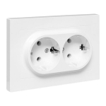 Механизм розетки двойной, 16А, с заземлением, без шторок, с рамкой, белый Эпика EKF